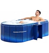 HLCZLUZ Portable Foldable Bathtub, Freestanding Bathtub No Installation, Bathroom SPA Soaking Bat...