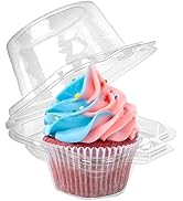 LotFancy Individual Cupcake Containers, 100 Pcs Plastic Clear Cupcake Boxes, Disposable Single Cu...