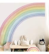 funlife Fabric Peel and Stick Large Rainbow Wall Mural Stickers for Girls, Precut Left Pastel Hal...