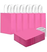 qiqee 24PCS Small Gift Bag with Handles Bulk 8.3"x6"x3" Gift Bags Pink Bags Multiple Uses (Small ...