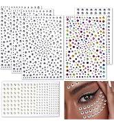 1700Pcs Self Adhesive Face Gems and Pearls for Makeup 3/4/5/6 mm DIY Face Gems Stick on, Eyes, Bo...