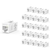 VCE UL Listed CAT6 Keystone Coupler PoE, White, 25-Pack | UL Listed |10Gbps High Speed | PoE Supp...