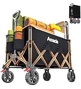 Collapsible Wagon Cart, Foldable Lightweight Wagon Folding Carts with Wheels - Outdoor Utility Ca...