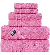 Hammam Linen Pink 6 Pack Bath Towels Sets Linen for Bathroom Original Turkish Cotton Soft, Absorb...