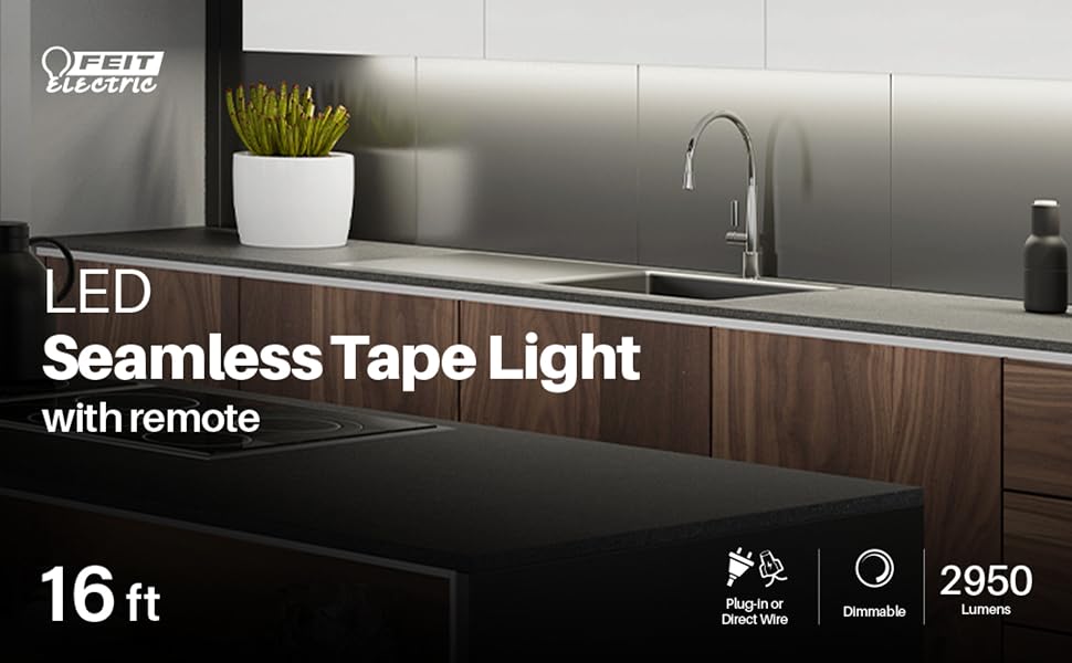 COB tape light with remote TAPE192/COB/LED plug in or direct wire 2950 lumens 16 feet.