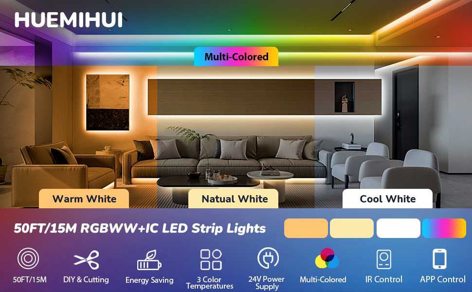 RGBWW+IC LED Strip Lights