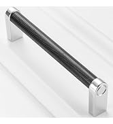 BEROSSA 5 Inch Screw Spacing, Black & Chrome Knurled Bar Pulls, Kitchen Cabinet Handles, Pack of ...