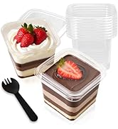 Slomg 100 Pack 12 oz Plastic Dessert Cups with Lids and Forks, Disposable Cupcake Tiramisu Contai...