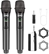 talomen Wireless Microphone,Professional Dual Handheld Cordless Dynamic Mic System with Rechargea...