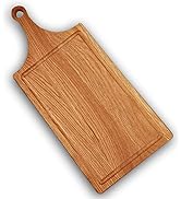 ECOSALL Strong Oak Wood Cutting Board with Handle 18’’ and Juice Groove – Knife-safe, Heavy Duty ...