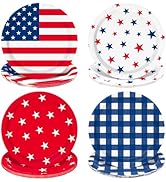 AnyDesign 40 Pcs 4th of July Paper Plates Patriotic Disposable Plates 9 Inch Red Blue American Fl...