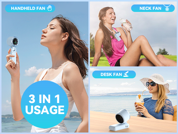 3in1 portable fans neck desk rechargeable fan hand fans fan portable summer outdoor cooling air