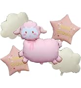 5 Pcs Pink Sheep Birthday Party Balloons Decorations
