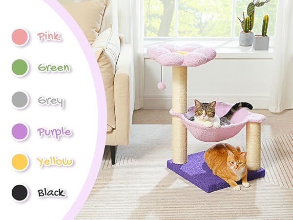 MUTTROS Cute Cat Tower, carpet surface, brush-clean easy, flower perch washable