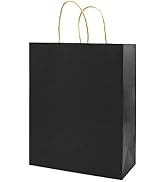 Small 100 Pack 5.25x3.25x8 inch Black Kraft Paper Bags with Handles Bulk, Bagmad Gift Bags, Craft...