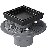 Neodrain 4-Inch Square Shower Drain with Removable Tile Insert Grate, 304 Stainless Steel, Includ...