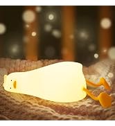 YuanDian LED Lying Flat Duck Night Light - Cute Silicone Squishy Lamp with 3-Level Dimmable Touch...