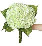 SIITUMEIZI Green Hydrangea Artificial Flower Faux Hydrangea Flowers 21 Inch Real Touch Latex Fake...