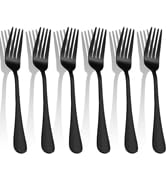 Black Forks Silverware Set Of 6 Pieces, Stainless Steel Forks, Mirror Polished Fork Set, Cutlery ...