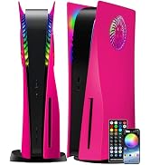 Joso Faceplate for PS5 Disc Edition, Anti-Scratch Dustproof Case Replacement with RGB Ring, Cover...