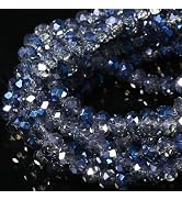 5 Strands 6mm Transparent AB Blue Color Half Plated Faceted Rondelle Beads, Songxi Glass Beads fo...