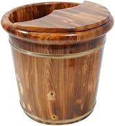 DEIGEHJRE Wood Foot Soaking Tub, Foot Bath Basin Massage Barrel Feet Relax Spa Bucket Kit, Pedicu...