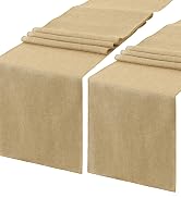 Burlap Table Runners Farmhouse Table Runners 2 Pieces 13x84 Inch Khaki Burlap Rolls Linen for Rus...