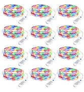 Minetom 12 Pack Fairy Lights Battery Operated String Lights, 8 Modes & Timer, 7ft 20LED Multicolo...