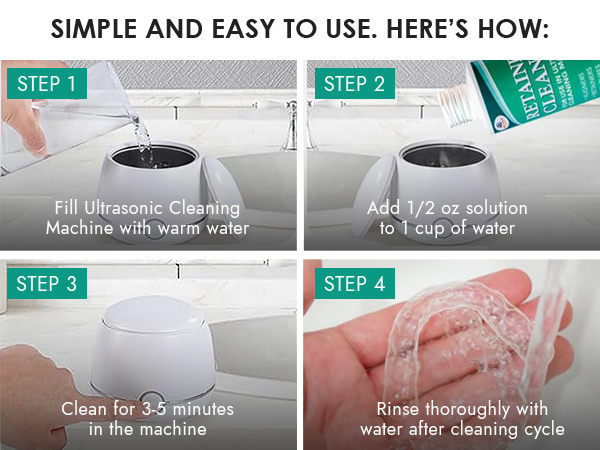 retainer cleaner ultrasonic cleaning solution machines dentures mouthguard aligners night guard