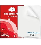 Weliu Matte Printable Vinyl Sticker Paper 21 Sheets, Waterproof White Decal Paper for Inkjet & La...