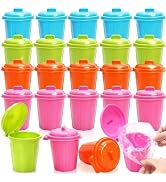 Goaste 20 Pack Mini Desk Trash Can, 10 OZ Small Plastic Garbage Bin with Lid, Tabletop Round Wast...