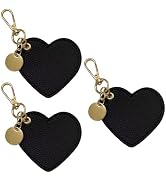 CALFOVERA 3PCS PU Leather Heart Pendants Keychain Key Ring Organizer Love Shaped Keychain Holder ...