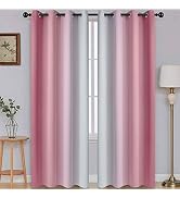 SimpleHome Ombre Room Darkening Curtains for Living Room, Light Blocking Gradient Pink to Greyish...