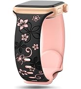 Floral Engraved Bands Compatible with Apple Watch Band 41mm 40mm 44mm 45mm 42mm 38mm 46mm 49mm fo...