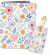 PRESSINART Floral Passport Holder Luggage Tag for Travel Essentials 5.5 x 4.1 x 0.2 Inch Travel B...