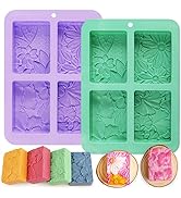 Moukiween Soap Molds Silicone, 3D Rectangular Flower Pattern Silicone Molds for Handmade Craft So...