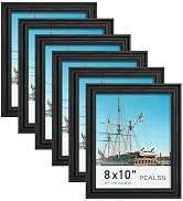 PEALSN 8x10 Picture Frame Set of 6, Display Pictures 5 x 7 with Mat or 8 x 10 without Mat, Wall G...