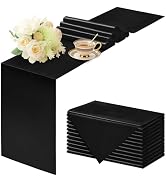 Q&J Fabric Co 12 Packs Satin Black Table Runner Festive Gifts, 12x108 Inches Long, Silk-Like Smoo...