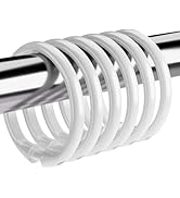 Amazer White Shower Curtain Rings, 24 Pcs Plastic Shower Curtain Hooks, Shower Curtain Hooks Ring...
