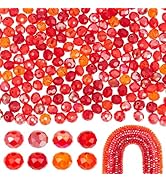 PH PandaHall 680pcs Red Glass Beads 6mm 8 Styles Faceted Beads Crystal Beads Loose Beads Craft Be...