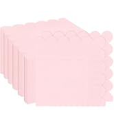 100 Pieces 2-Ply Light Pink Scalloped Napkins Folded 5 x 5 inch Disposable Cocktail Napkins Paper...