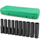 Lytool 10 Pieces 1/2" Drive Deep Impact Socket Set, Metric,Cr-V Steel, 6-Point, 8mm to 17mm, with...