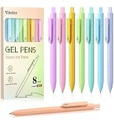 Piochoo Gel Pens, 8pcs Black Ink Pens 0.5mm Smooth Writing Pens,Cute Color Pens for Journaling De...