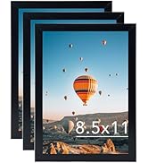 JCJMY 8.5x11 Picture Frame Set of 3 Black for Wall Hanging or Tabletop, Wall Mounting Horizontall...