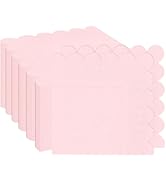 100 Pieces 2-Ply Light Pink Scalloped Napkins Folded 5 x 5 inch Disposable Cocktail Napkins Paper...