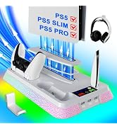PS5 Stand and Cooling Station with RGB Controller Charging Station for PlayStation 5 Console, PS5...
