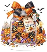 Eiflow Tabletop Diamond Art Kit for Adults Halloween Pumpkins, DIY Desktop Diamond Art Painting w...