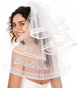 Bride to Be Veil for Bachelorette Party, Bridal Shower Decorations, 3 Tiers Bridal Veils with Pea...