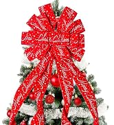 Christmas Tree Topper Christmas Wreath Bow, 52 * 13 inches Tree Toppers Bow with Letter Patterned...