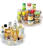 Amolliar Lazy Susan Organizer, Divided Spinner Rotating Turntable, 5 Removable Divider for Kitche...